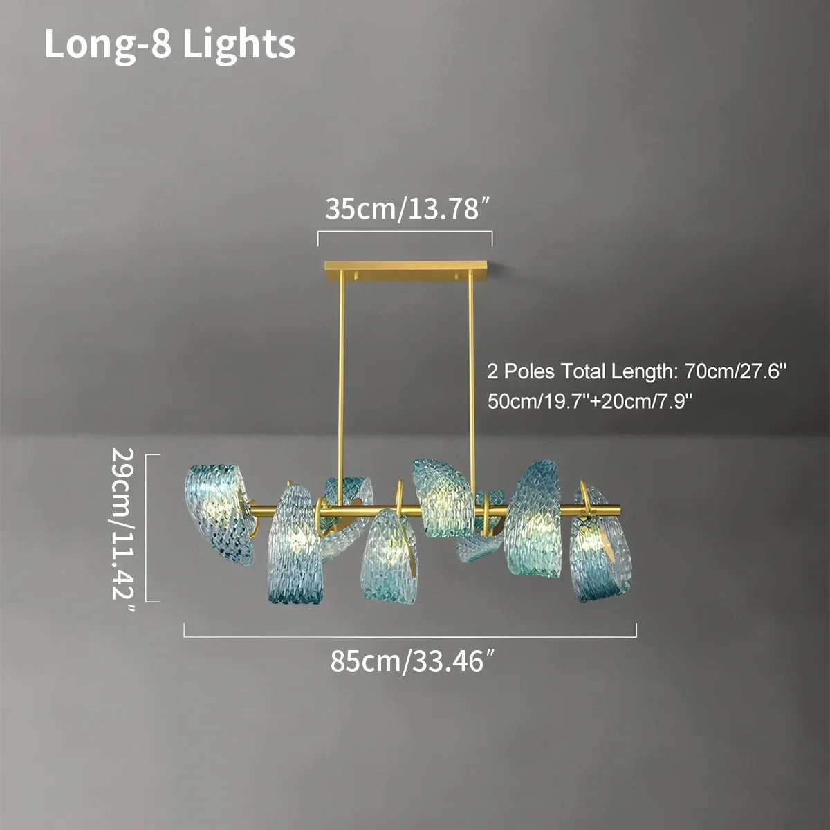 Peacock Blue Art Glass Chandelier