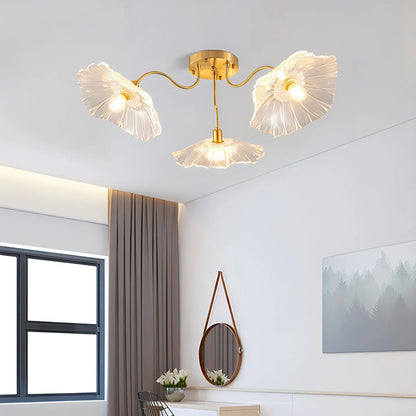 Glass Lotus Leaf Living Room Ceiling Lamp