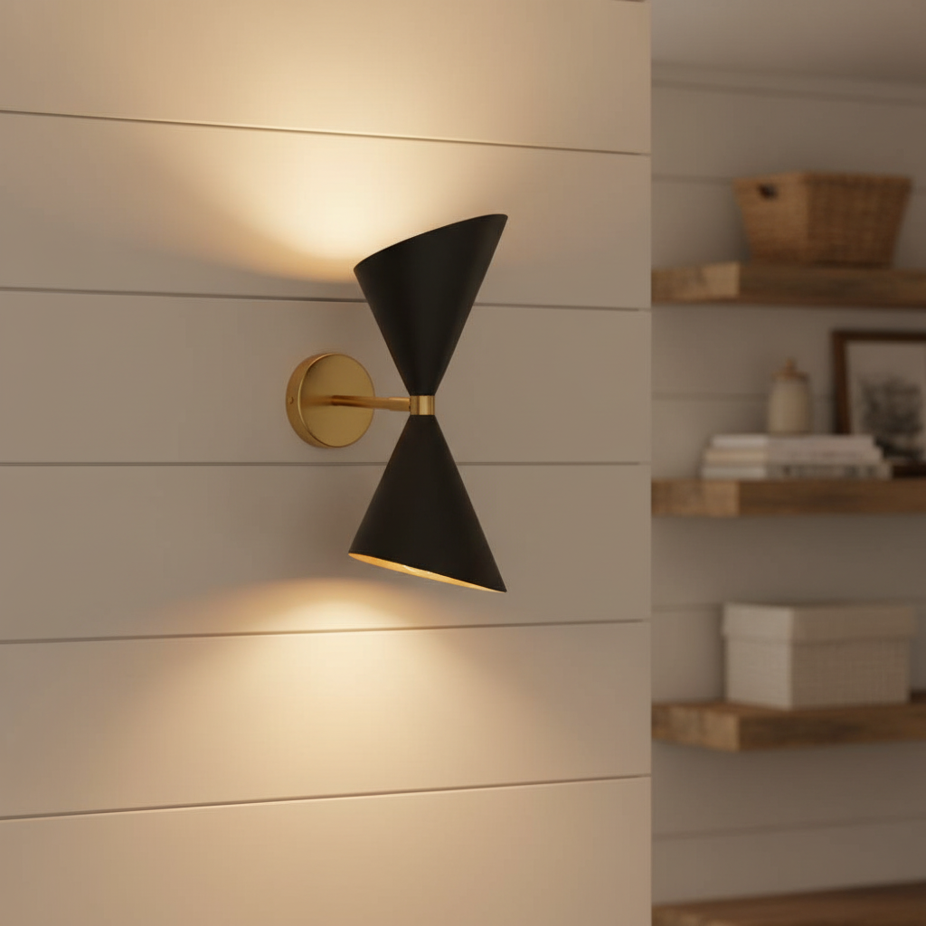 Mid Century 2-Light Cone Wall Sconce