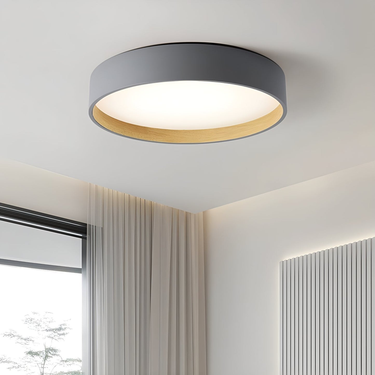 Modern Wood Grain Ceiling Lamp