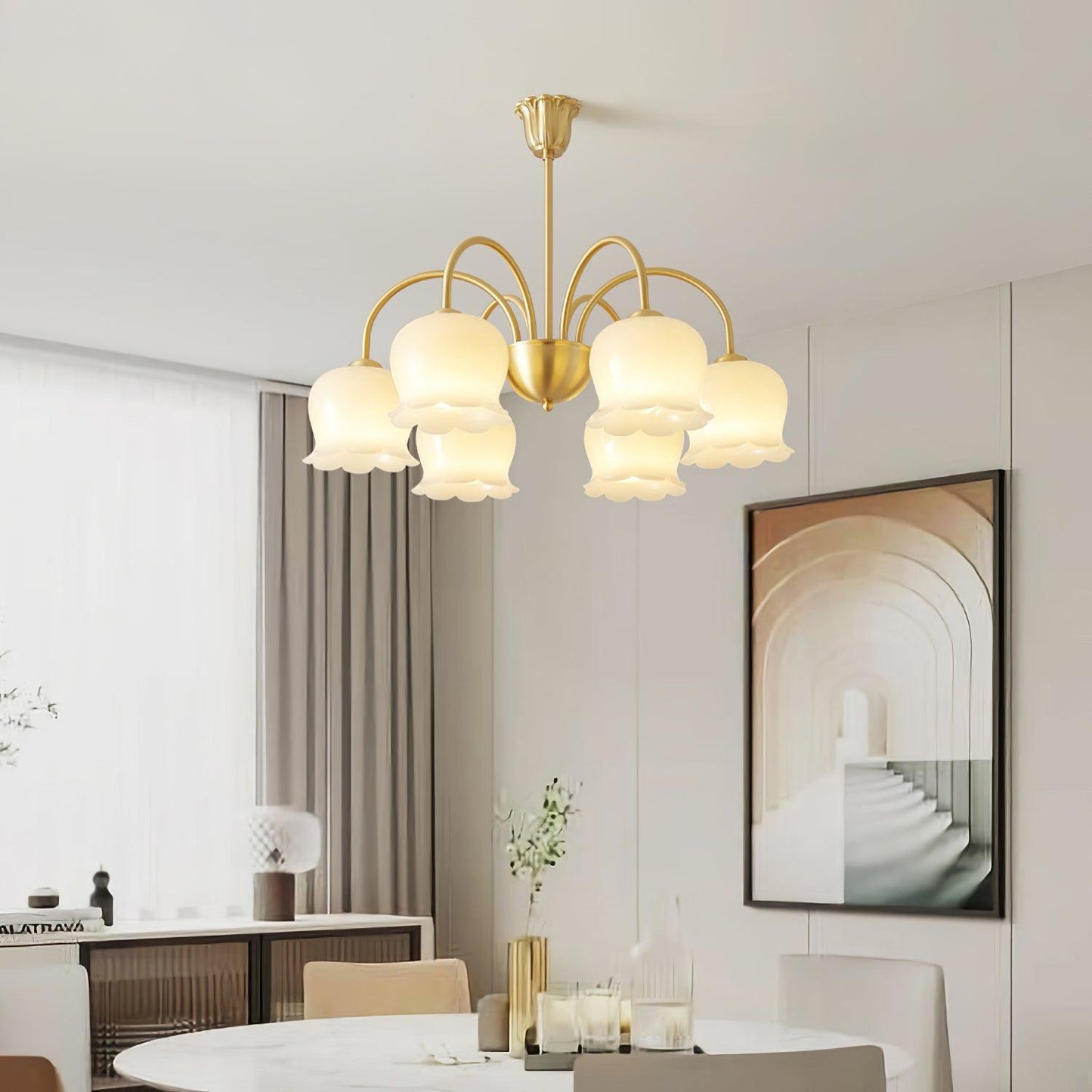 Orchids Brass Pendant Light Chandelier