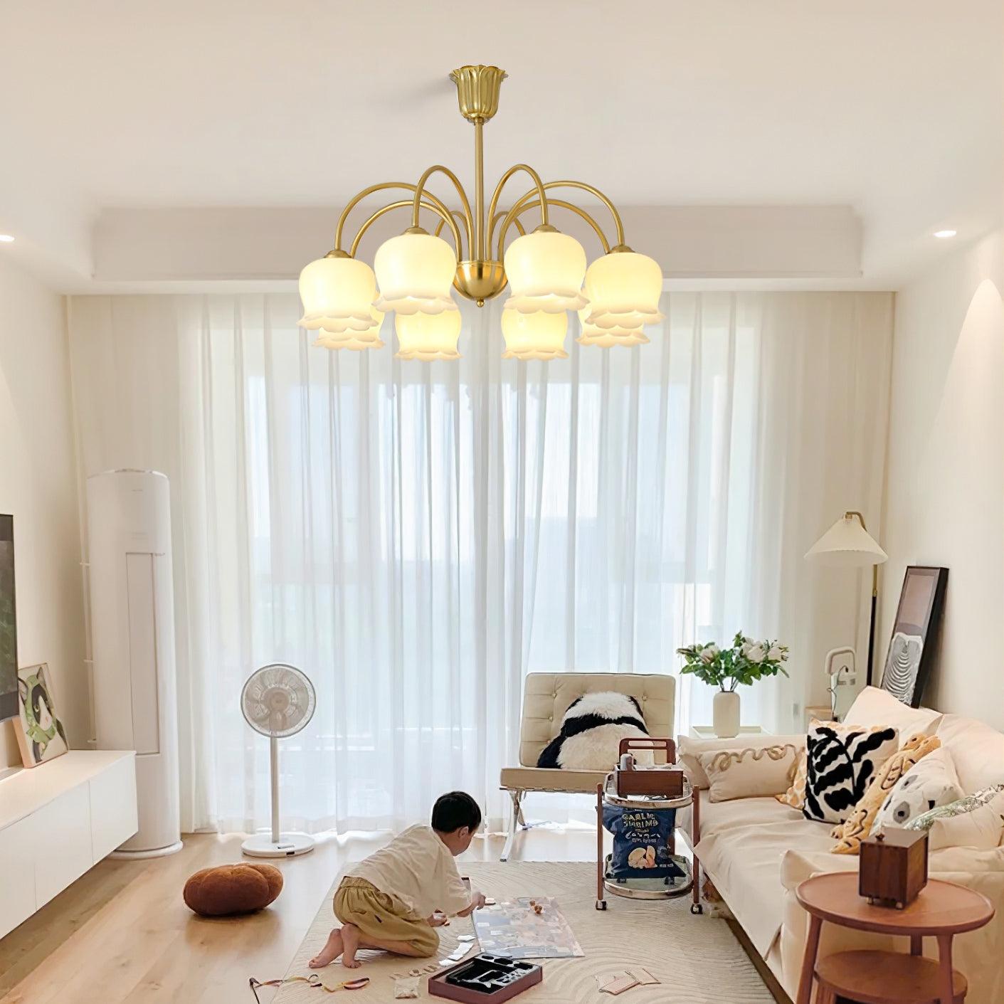 Orchids Brass Pendant Light Chandelier