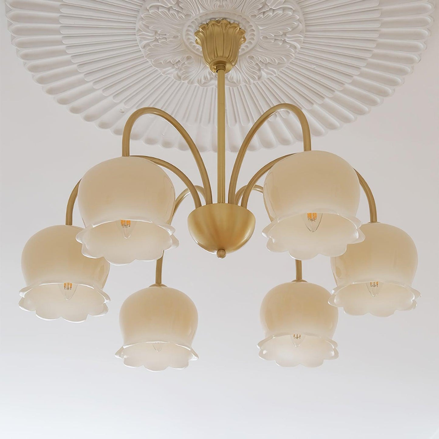 Orchids Brass Pendant Light Chandelier