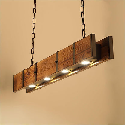 American Industrial Retro Distressed Solid Wood Chandelier
