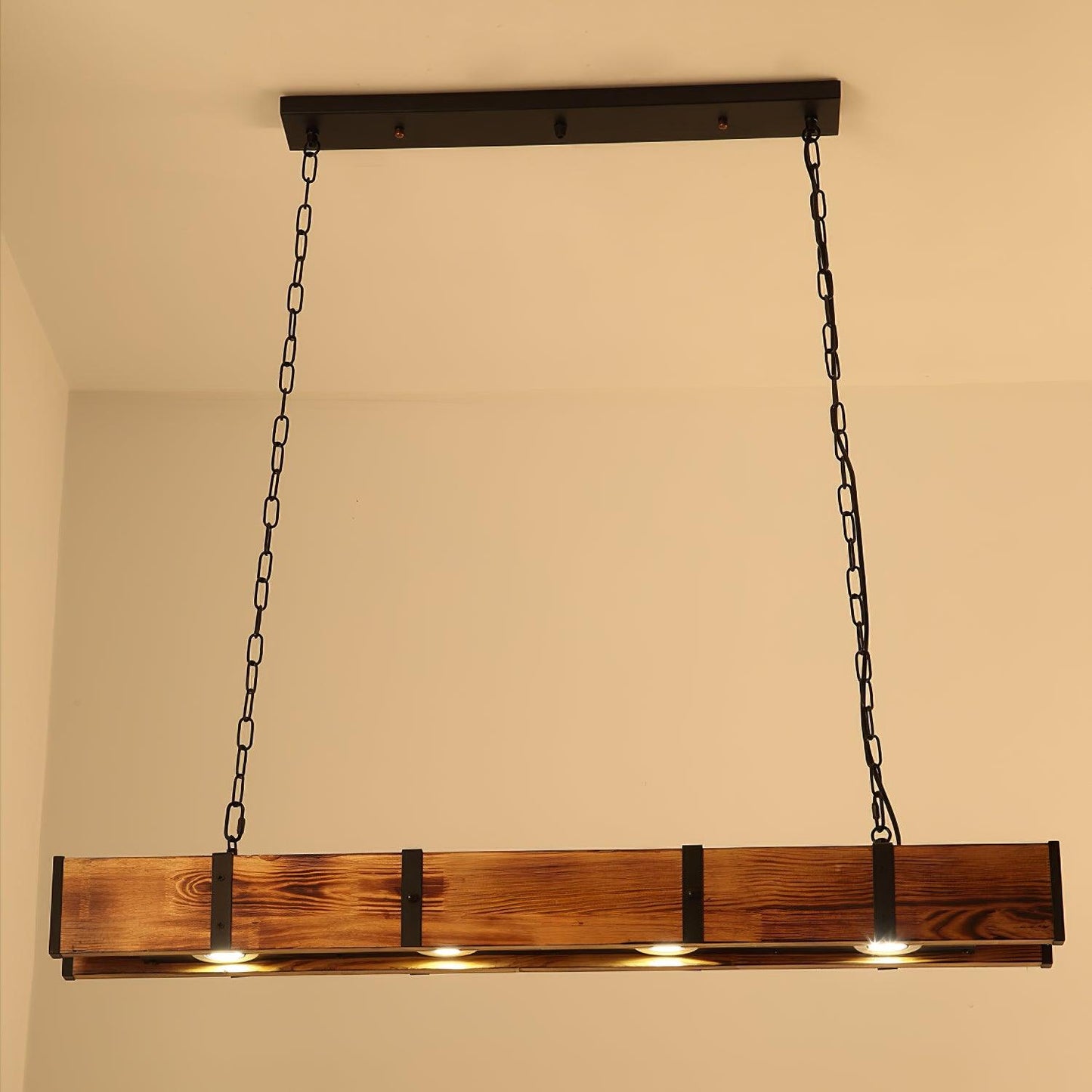 American Industrial Retro Distressed Solid Wood Chandelier