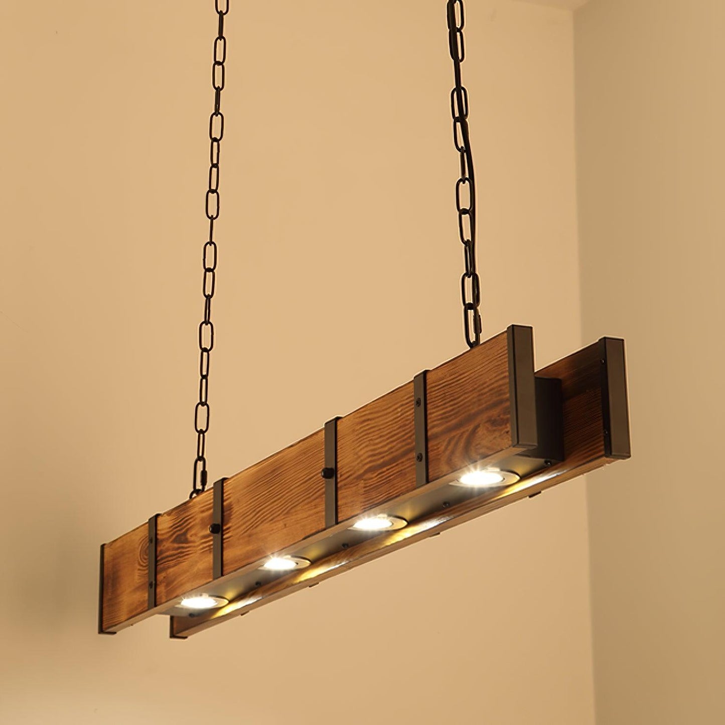 American Industrial Retro Distressed Solid Wood Chandelier