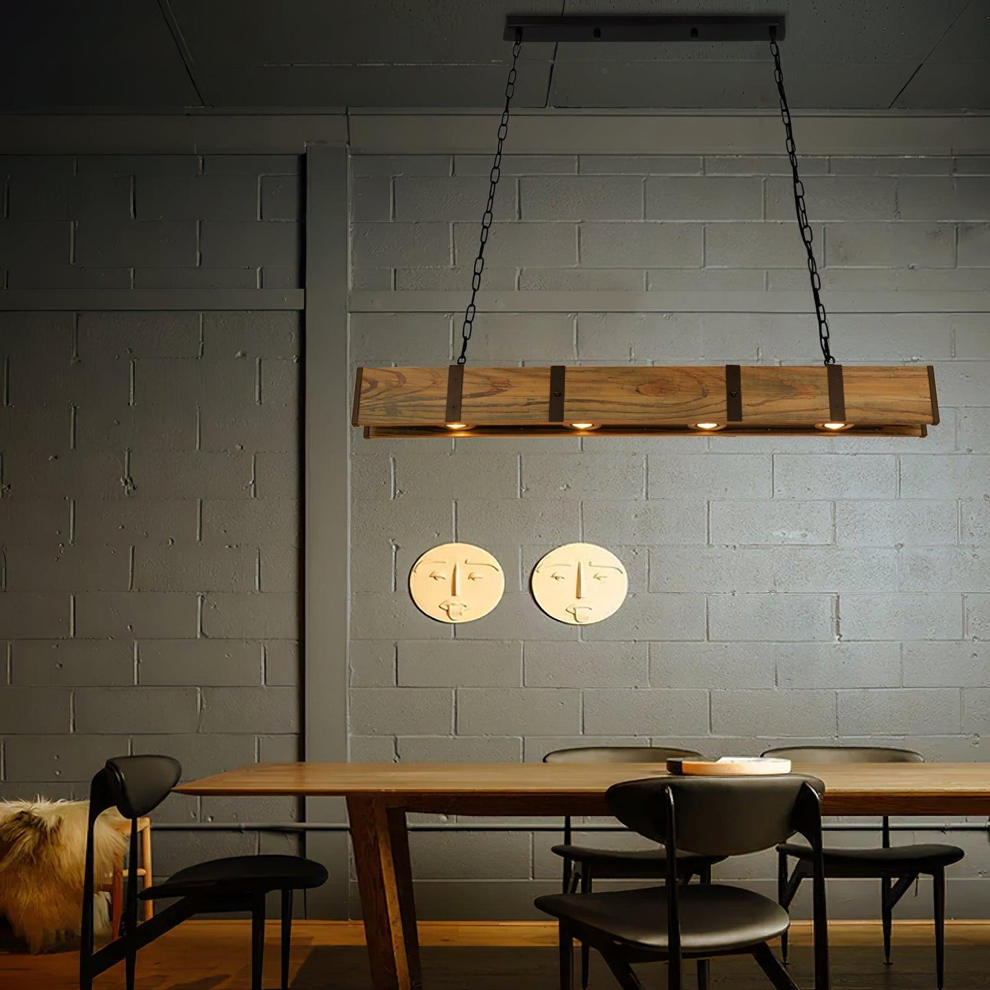 American Industrial Retro Distressed Solid Wood Chandelier