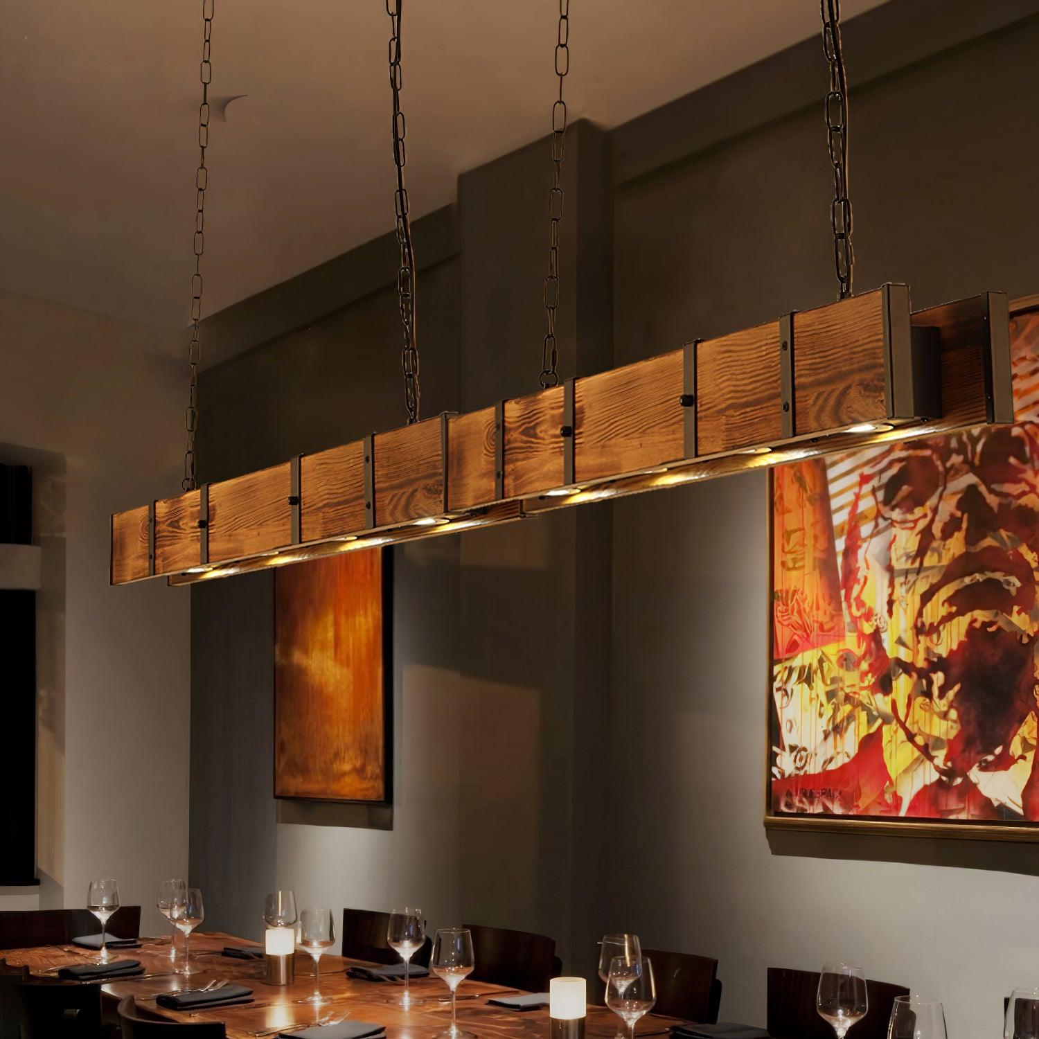 American Industrial Retro Distressed Solid Wood Chandelier