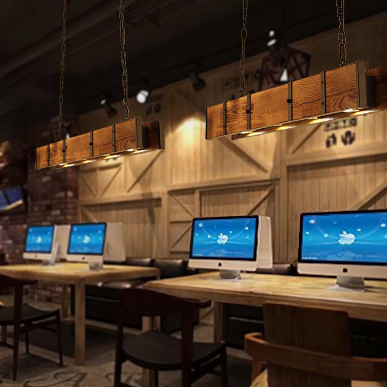 American Industrial Retro Distressed Solid Wood Chandelier