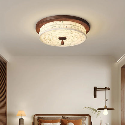 Wood Color Fabric Ceiling Lamp