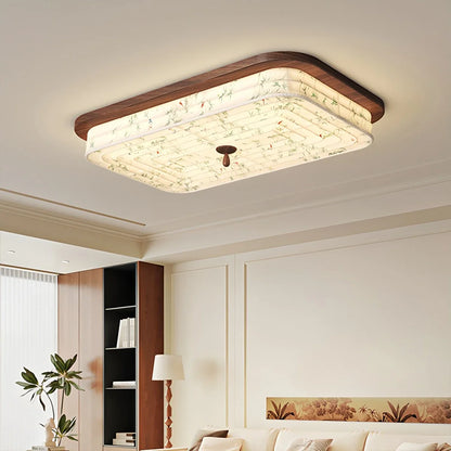 Wood Color Fabric Ceiling Lamp