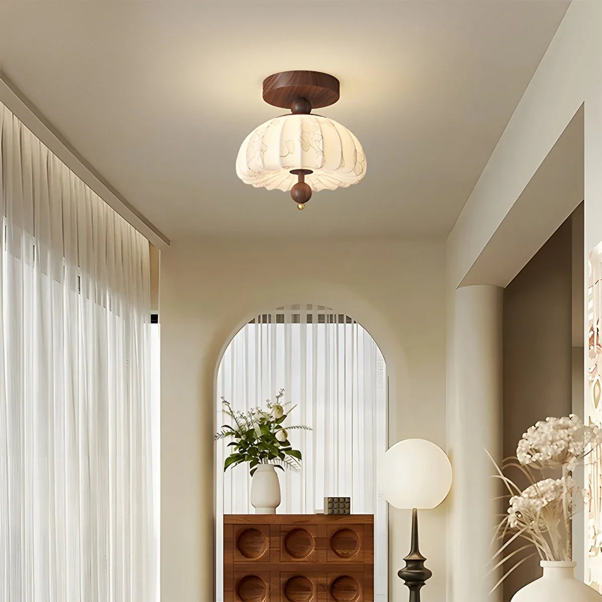 Simple and Elegant Ceiling Lamp in the Corridor