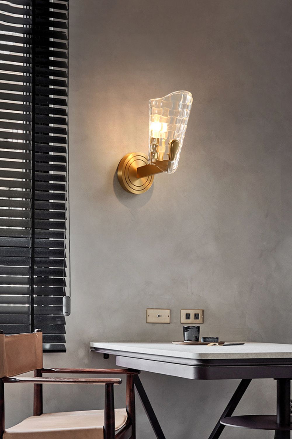 Copper-Bottomed Glass Flare-Shaped Wall Lamp