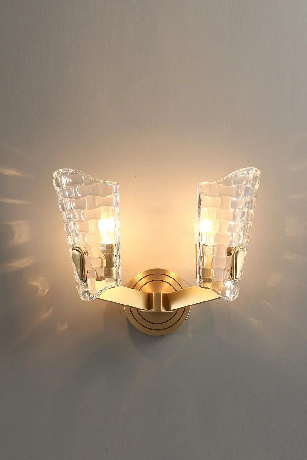 Copper-Bottomed Glass Flare-Shaped Wall Lamp