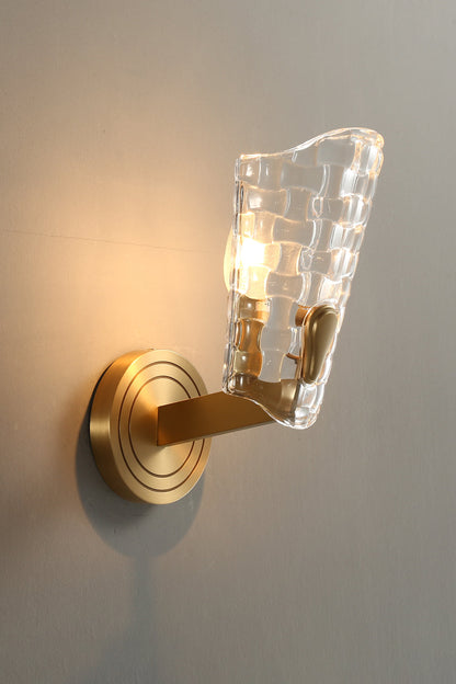 Copper-Bottomed Glass Flare-Shaped Wall Lamp