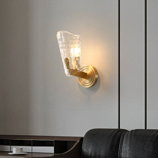 Copper-Bottomed Glass Flare-Shaped Wall Lamp