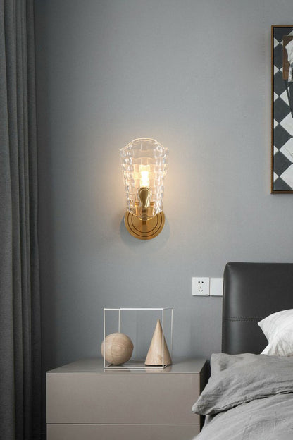 Copper-Bottomed Glass Flare-Shaped Wall Lamp