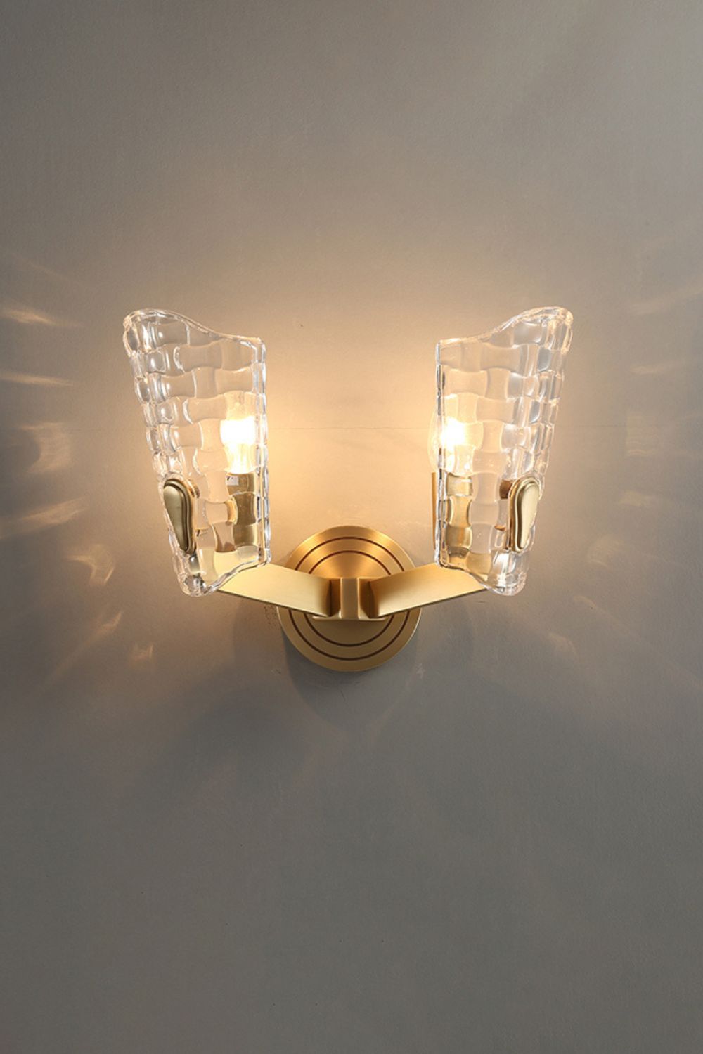Copper-Bottomed Glass Flare-Shaped Wall Lamp