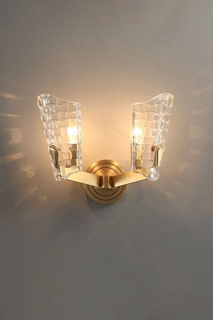 Copper-Bottomed Glass Flare-Shaped Wall Lamp