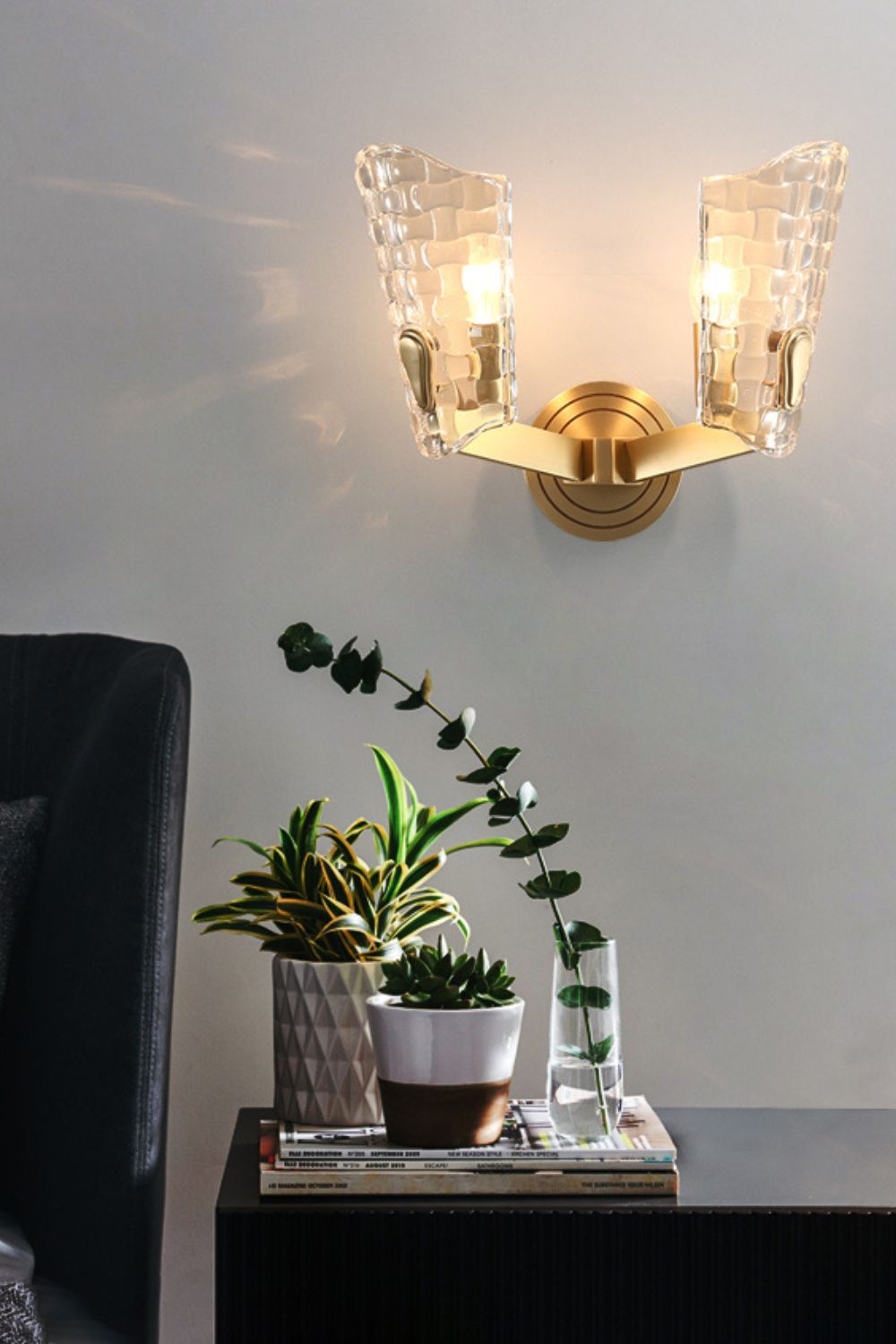 Copper-Bottomed Glass Flare-Shaped Wall Lamp