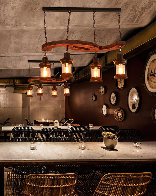 Retro Boat Wood Ceiling Fixture Chandelier