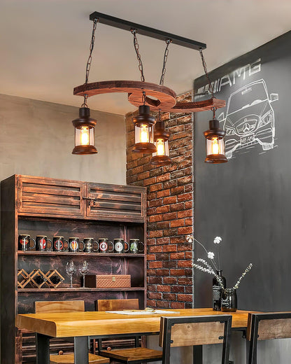 Retro Boat Wood Ceiling Fixture Chandelier