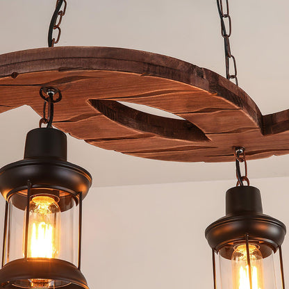 Retro Boat Wood Ceiling Fixture Chandelier
