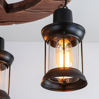 Retro Boat Wood Ceiling Fixture Chandelier