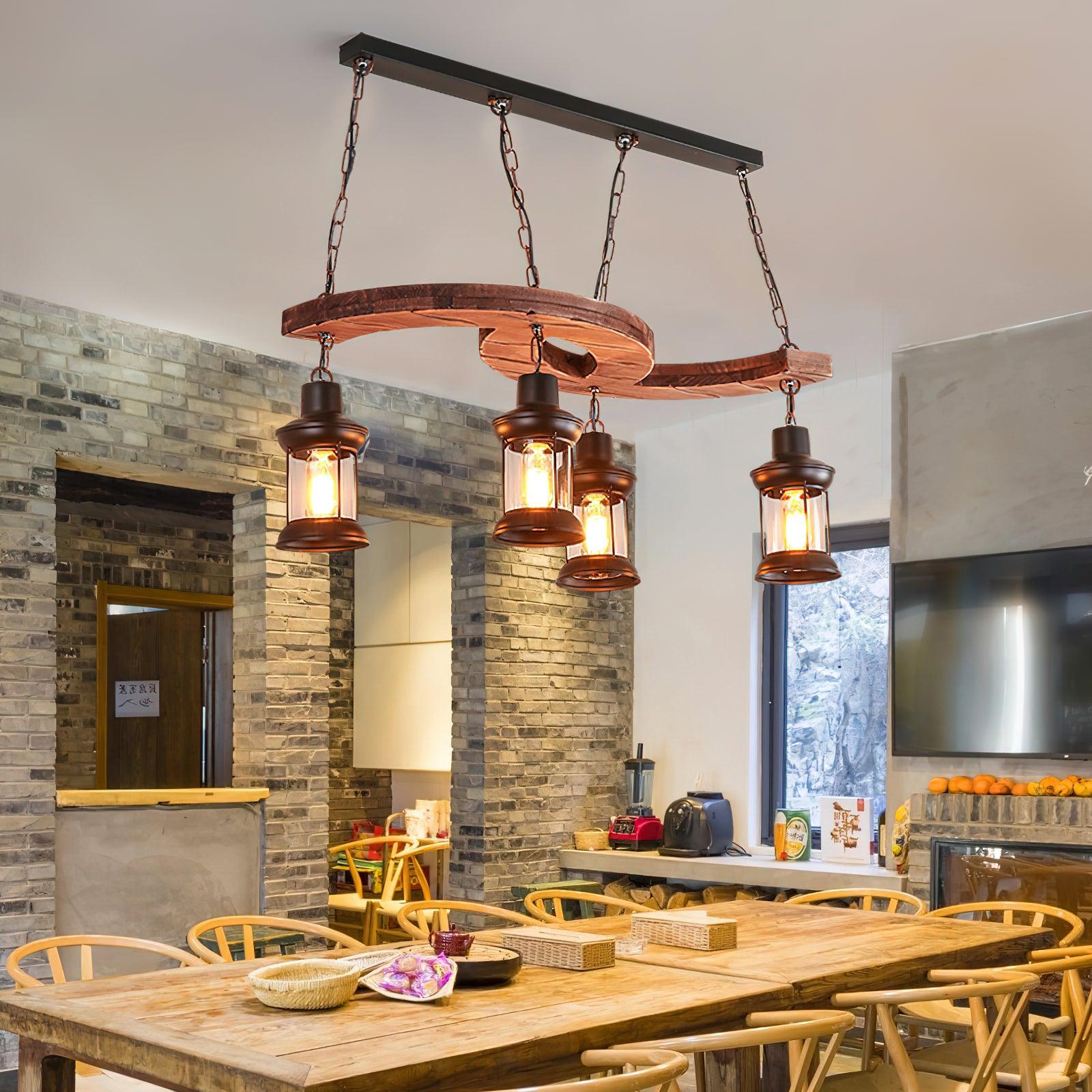 Retro Boat Wood Ceiling Fixture Chandelier