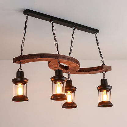 Retro Boat Wood Ceiling Fixture Chandelier