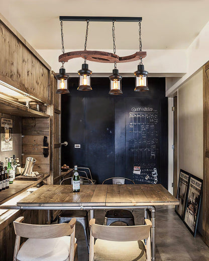 Retro Boat Wood Ceiling Fixture Chandelier