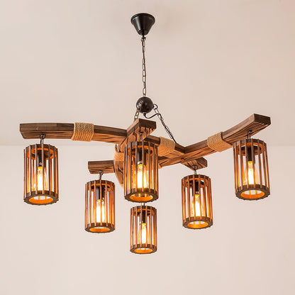 American Country Retro Boat Wood Chandelier