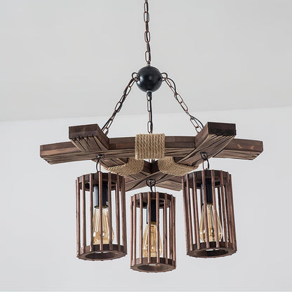 American Country Retro Boat Wood Chandelier