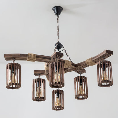 American Country Retro Boat Wood Chandelier