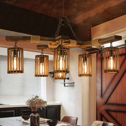 American Country Retro Boat Wood Chandelier