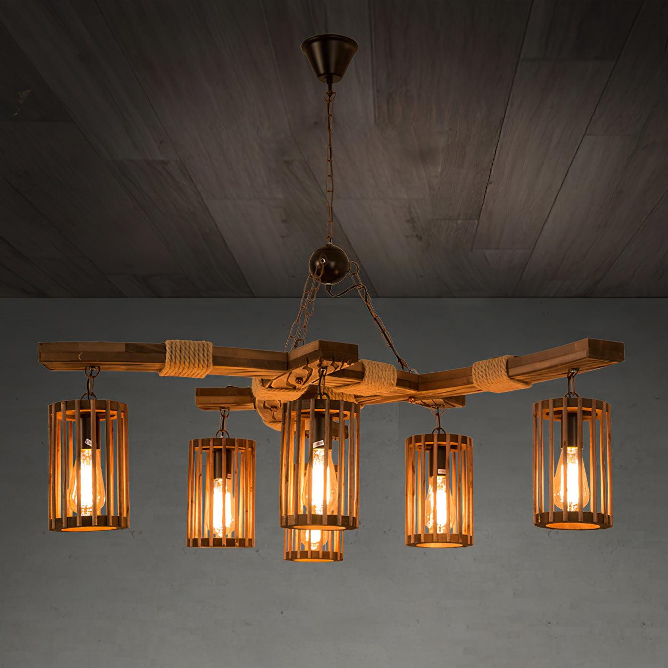 American Country Retro Boat Wood Chandelier