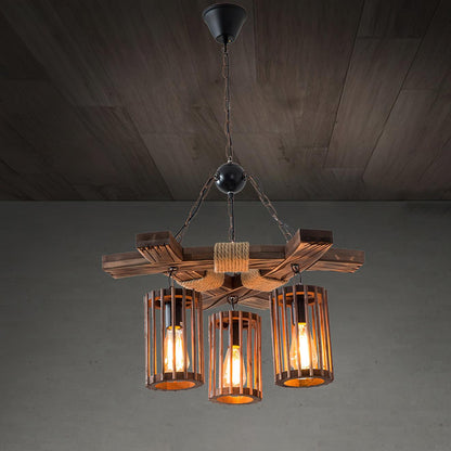 American Country Retro Boat Wood Chandelier