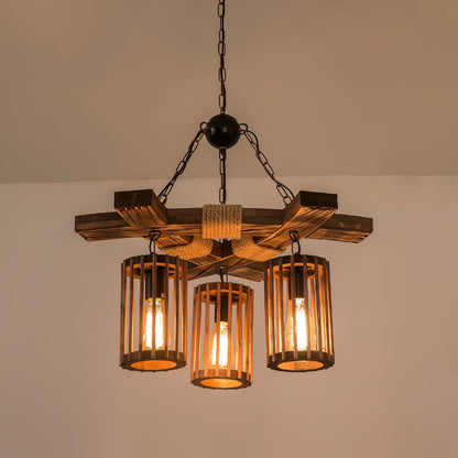 American Country Retro Boat Wood Chandelier
