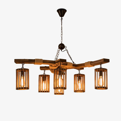 American Country Retro Boat Wood Chandelier