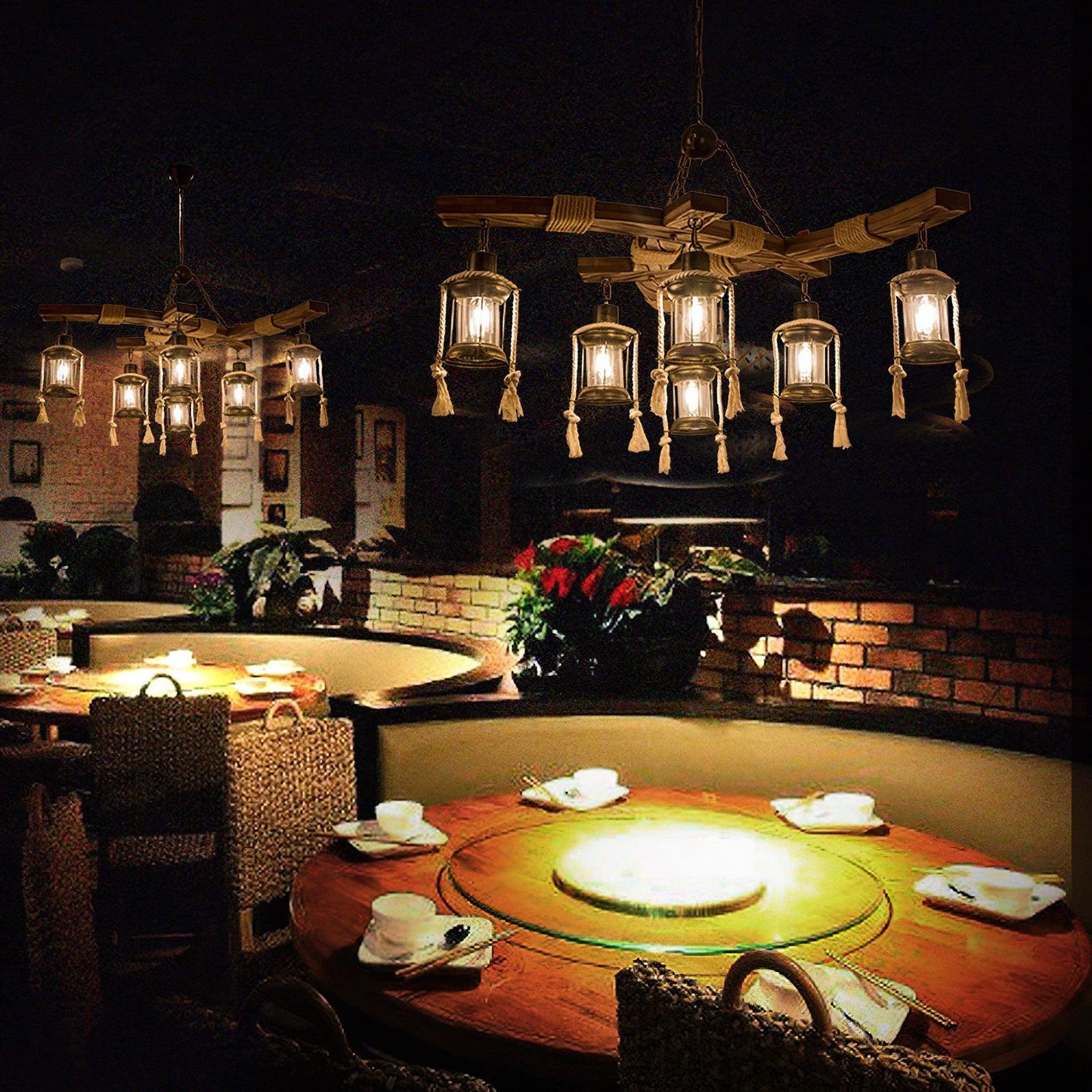 American Country Retro Boat Wood Chandelier