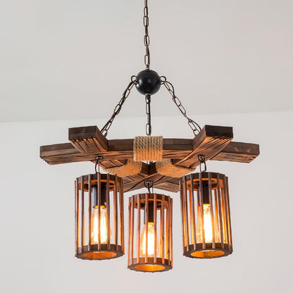 American Country Retro Boat Wood Chandelier