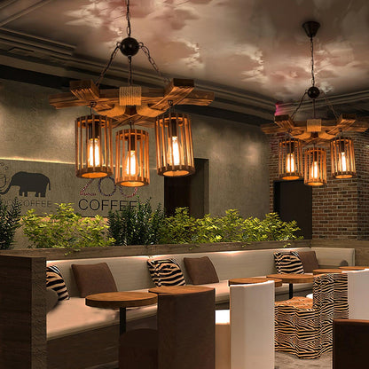 American Country Retro Boat Wood Chandelier