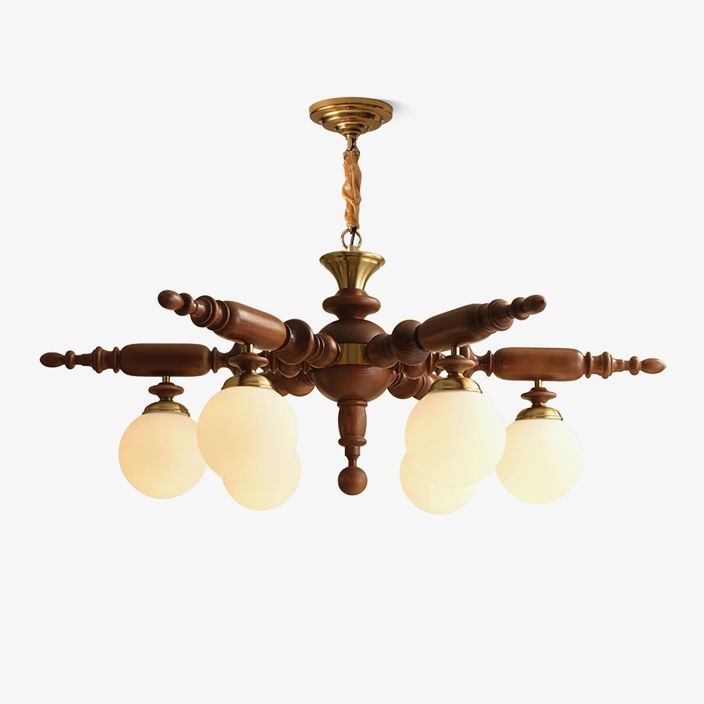 Fan-Shaped Simple Solid Wood Chandelier