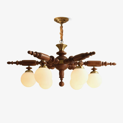 Fan-Shaped Simple Solid Wood Chandelier