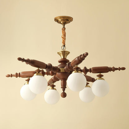 Fan-Shaped Simple Solid Wood Chandelier