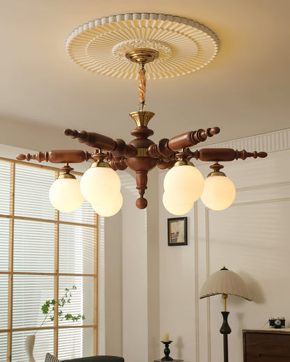 Fan-Shaped Simple Solid Wood Chandelier
