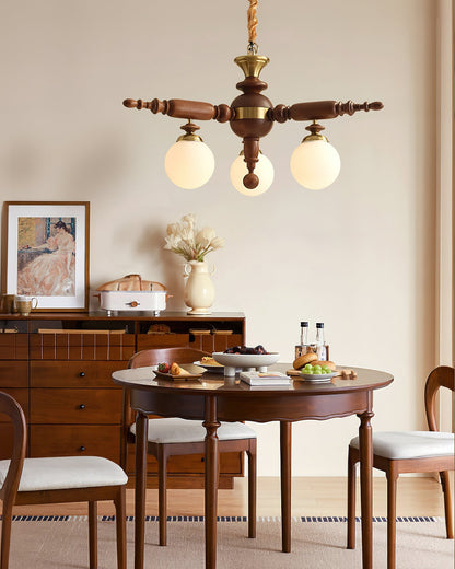 Fan-Shaped Simple Solid Wood Chandelier