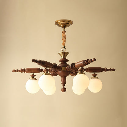 Fan-Shaped Simple Solid Wood Chandelier