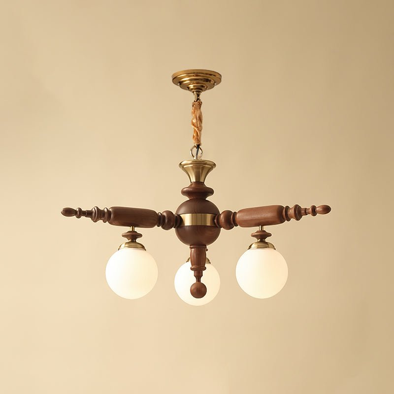 Fan-Shaped Simple Solid Wood Chandelier