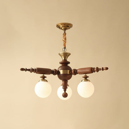 Fan-Shaped Simple Solid Wood Chandelier